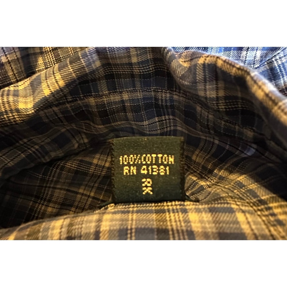 Mens Ralph Lauren Classic Fit Blue Plaid Button Down Shirt Size L - Picture 6 of 9
